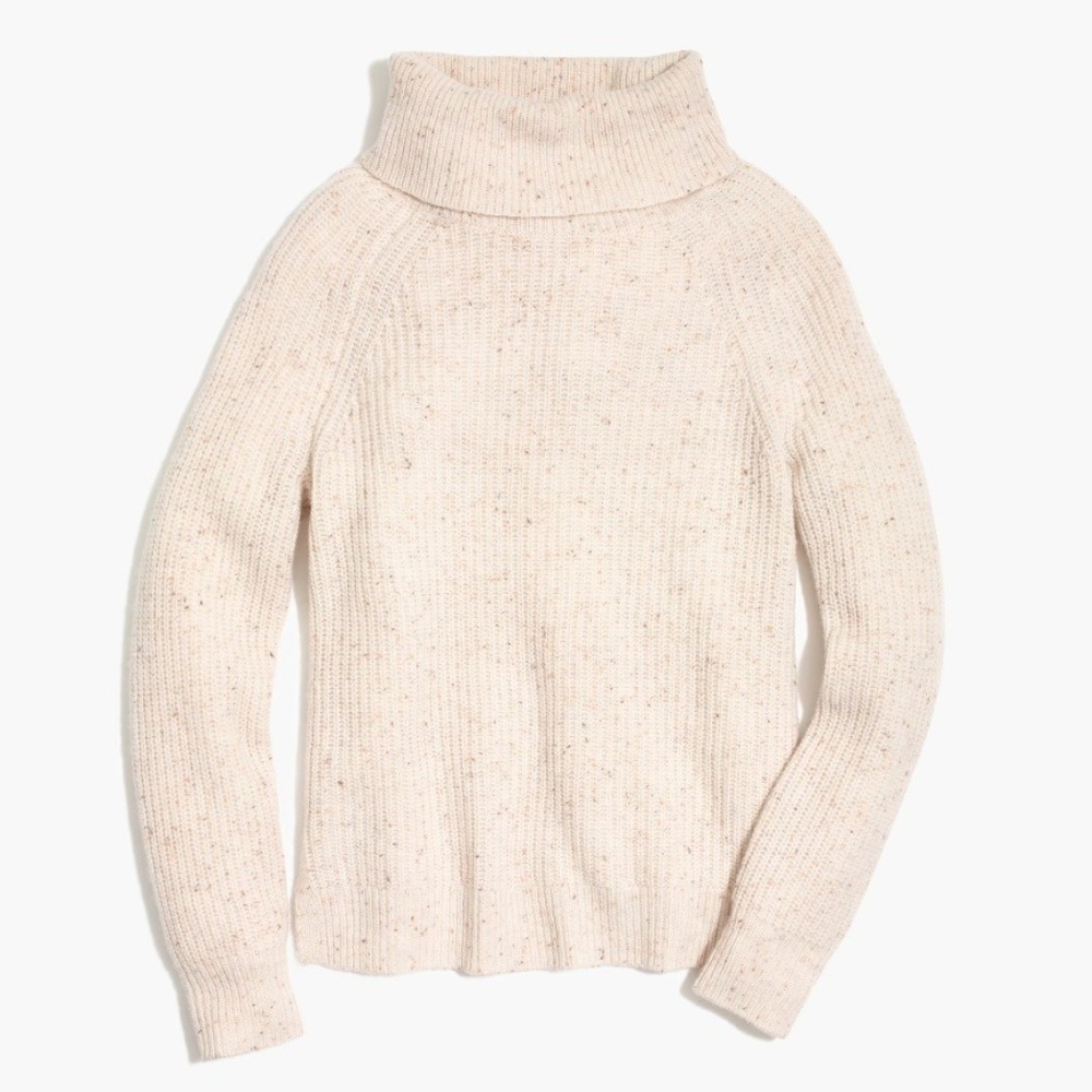 J.Crew Donegal Turtleneck Sweater Ivory Speckled Lambswool Blend Womens Medium